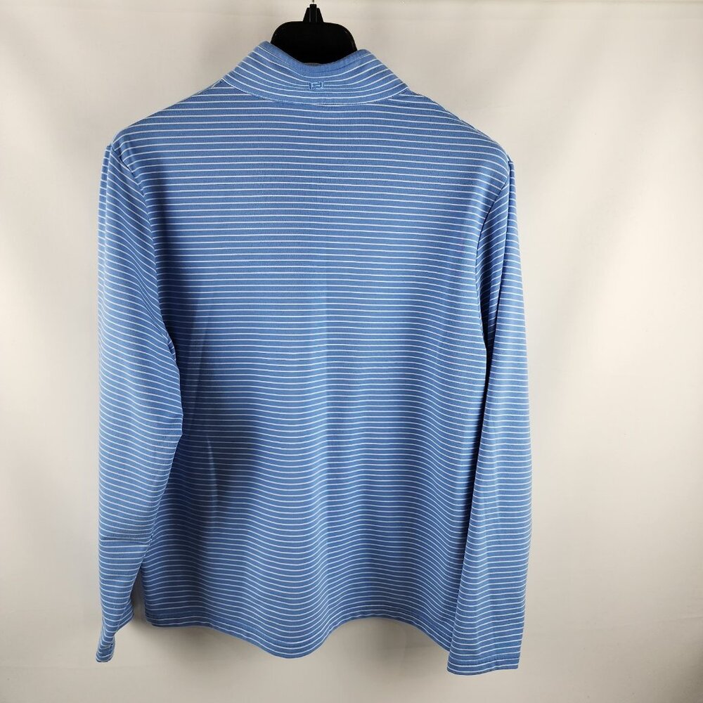 Footjoy Pullover Mens Large Blue White L/S Golf 1/4 Zip Mock Neck - Picture 2 of 7